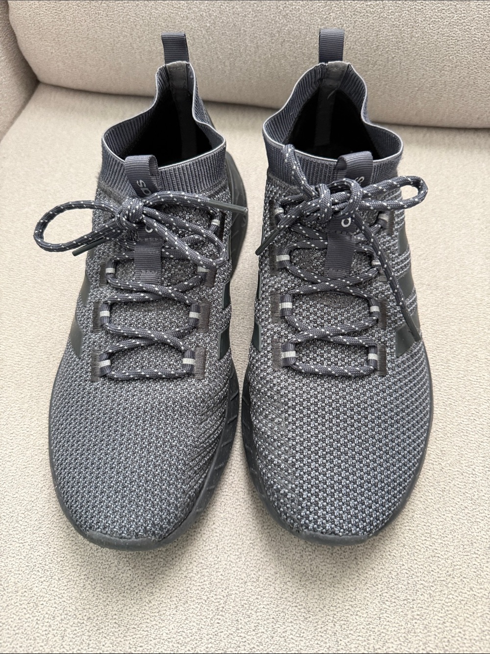 adidas Men's Gray Knit High-Top Sneakers